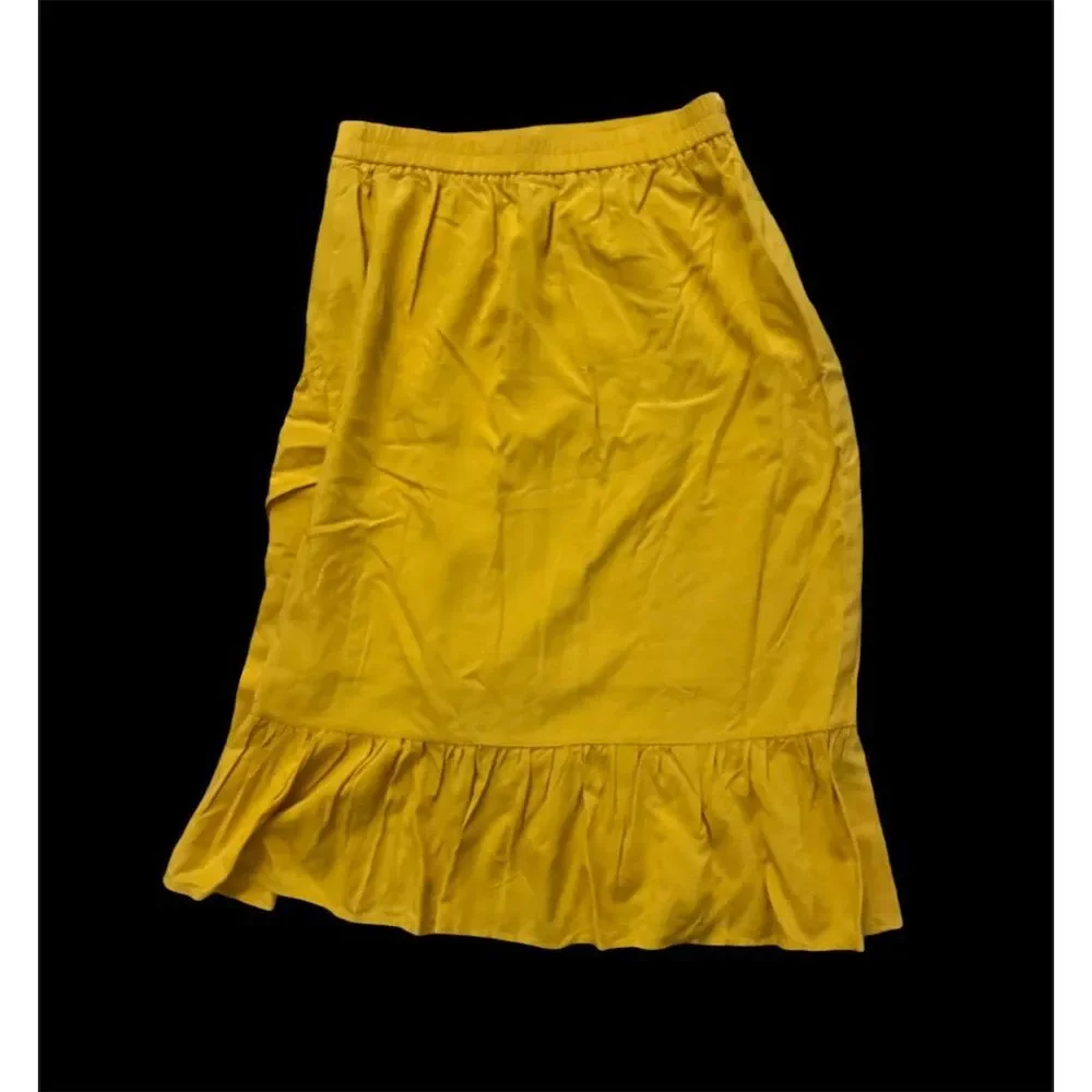 Allegrace Women's Vintage Yellow A-Line Skirt M Knee Length Casual